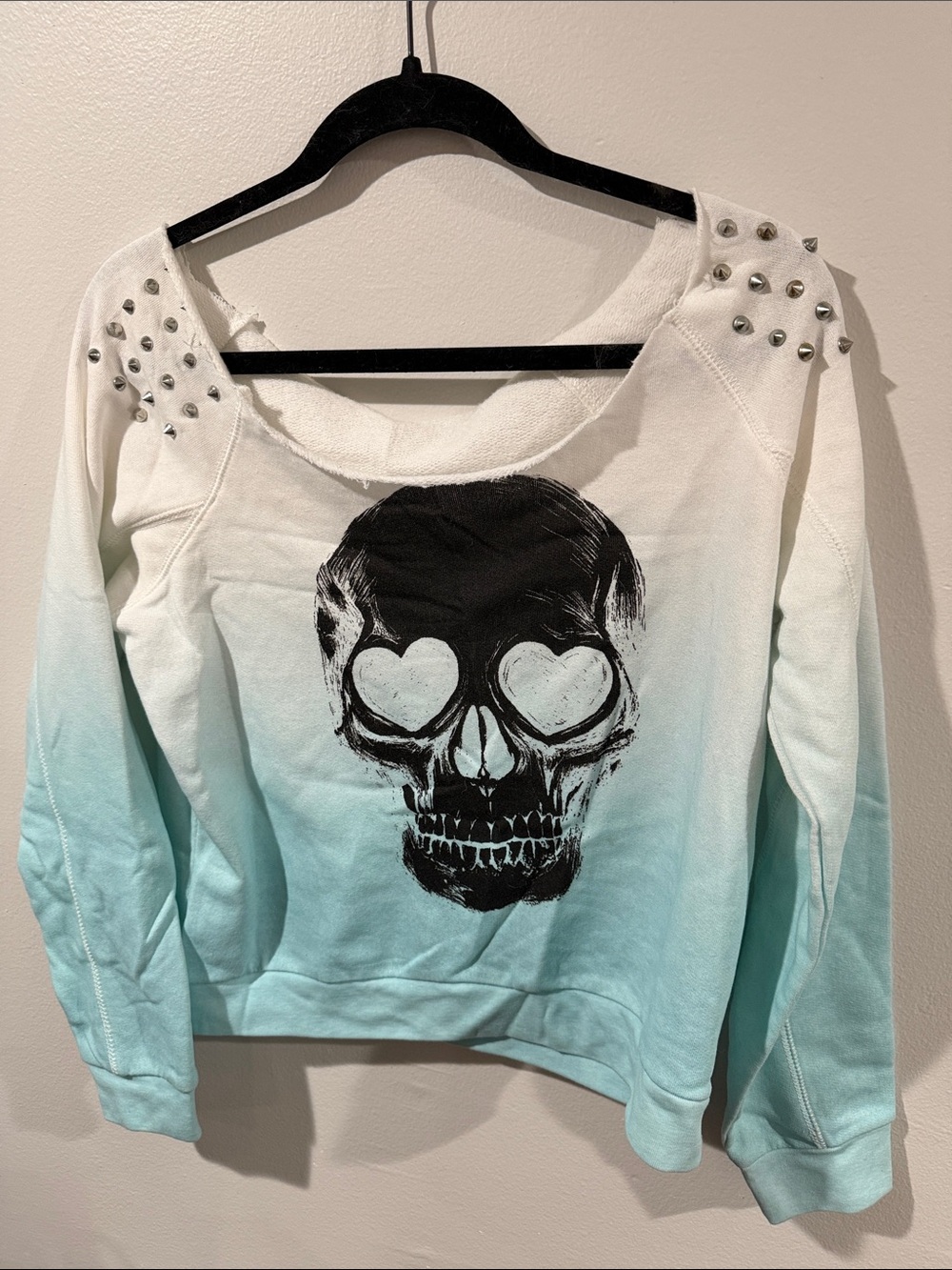 Mint Ombre Skull Sweatshirt - Women